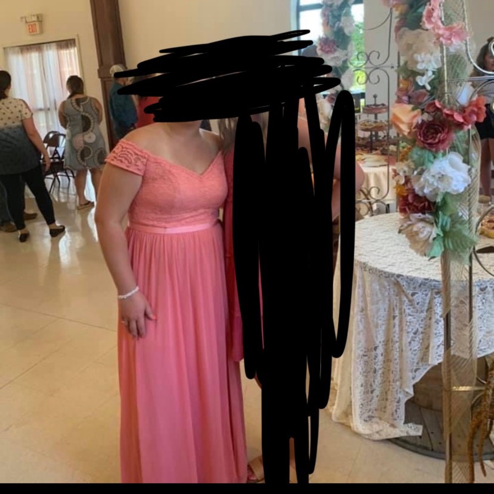 Coral (Parfait) bridesmaid dress. Worn once. Alterations in length. Size 16.